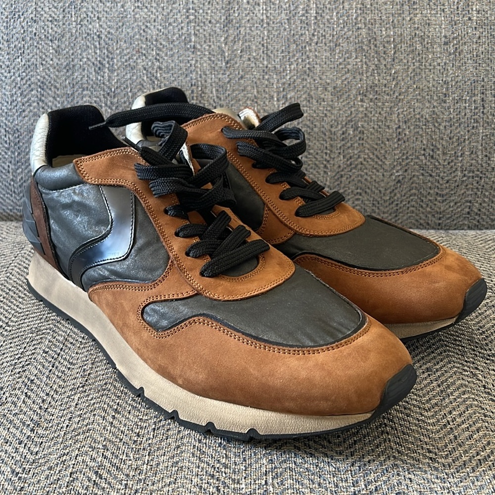 Voile Blanche Men’s Black & Brown Leather Sneakers Size: 46